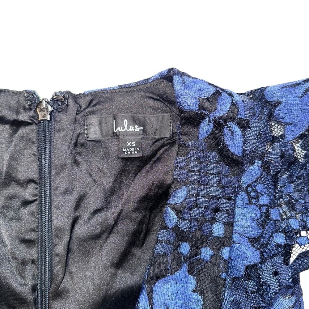 Lulu's Molinetto Black and Blue Floral Lace Tiered Sleeveless Maxi Dress XS - Picture 5 of 9